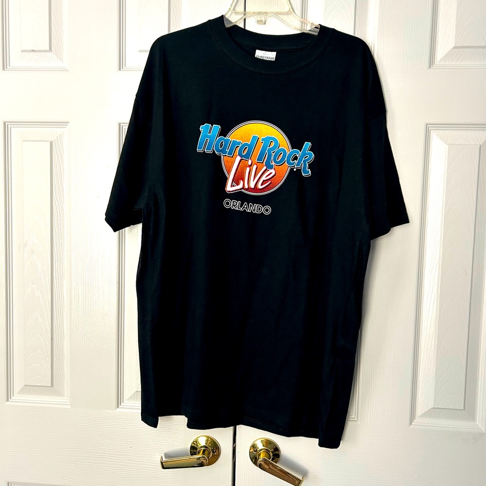 Hard Rock Live T Shirt Screen Printed XXL Mens Black Logo 100% Cotton Orlando